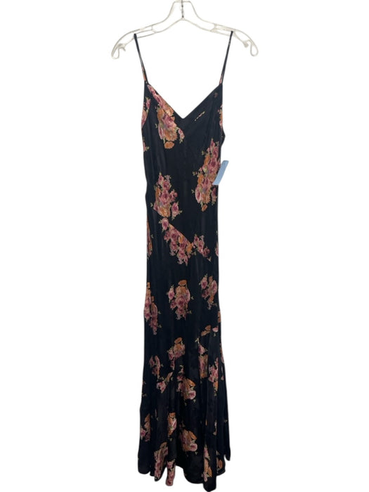 Love Shack Fancy Size XS Black, Pink, Orange Viscose & Silk Floral Print Dress Black, Pink, Orange / XS