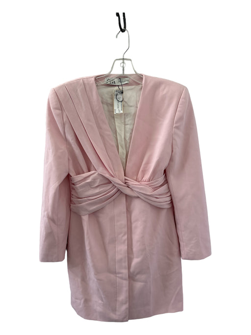 Zara Size L Pink Synthetic Long Sleeve Blazer Knot Waist Side Zip Dress Pink / L
