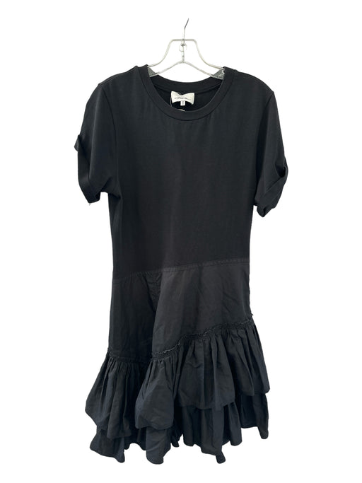 3:1 Phillip Lim Size M Black Cotton Short Sleeve Shift Dress Fabric Dress Black / M