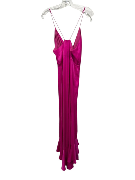 Jay Godfrey Size 8 Hot pink Polyester Spaghetti Strap Zip Back Ruffles Gown Hot pink / 8