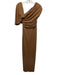 LBV Size 4 Brown Polyester Zip & Hook Closure Ruched Maxi Gown Brown / 4