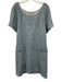 St John Size Est M/L Blue, Green, White Wool Blend Back Zip Scoop Neck Dress Blue, Green, White / Est M/L