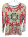 J.McLaughlin Size L Pink, Yellow & Blue Nylon Crew Neck 3/4 Sleeve Top Pink, Yellow & Blue / L