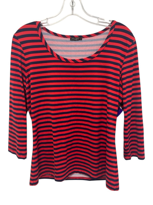 J.McLaughlin Size L Navy Blue & Red Nylon Scoop Neck 3/4 Sleeve Top Navy Blue & Red / L