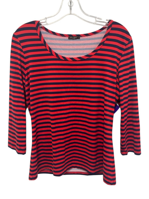 J.McLaughlin Size L Navy Blue & Red Nylon Scoop Neck 3/4 Sleeve Top Navy Blue & Red / L