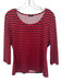 J.McLaughlin Size L Navy Blue & Red Nylon Scoop Neck 3/4 Sleeve Top Navy Blue & Red / L