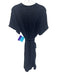 Magaschoni Size L Navy Blue Cotton V Neck Short Sleeve Side Pockets Dress Navy Blue / L