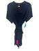 Magaschoni Size L Navy Blue Cotton V Neck Short Sleeve Side Pockets Dress Navy Blue / L