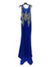 Romance Couture Size 14 Blue & Gold Polyester Rhinestone Mesh Panels Gown Blue & Gold / 14