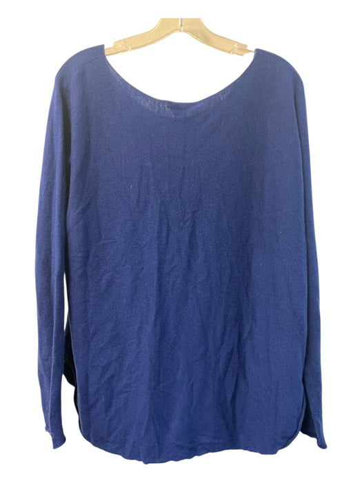 Vince Size L Navy Blue Wool & Cashmere Scoop Neck Long Sleeve Round Hem Top Navy Blue / L