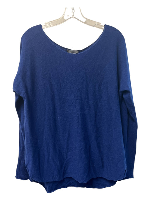 Vince Size L Navy Blue Wool & Cashmere Scoop Neck Long Sleeve Round Hem Top Navy Blue / L