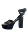 Marc Fisher Shoe Size 10 Black Leather Platform Open Square Toe Sandal Shoes Black / 10
