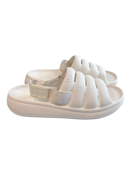 Ugg Shoe Size 10 White Rubber Slingbacks Open Toe Velcro closure Slide Shoes White / 10