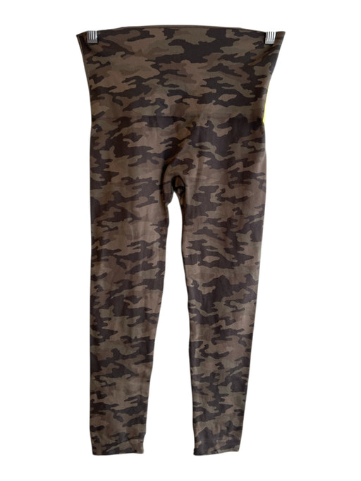 Spanx Size Medium Green Nylon Camoflage Stretch Waist Calf Length Leggings Green / Medium