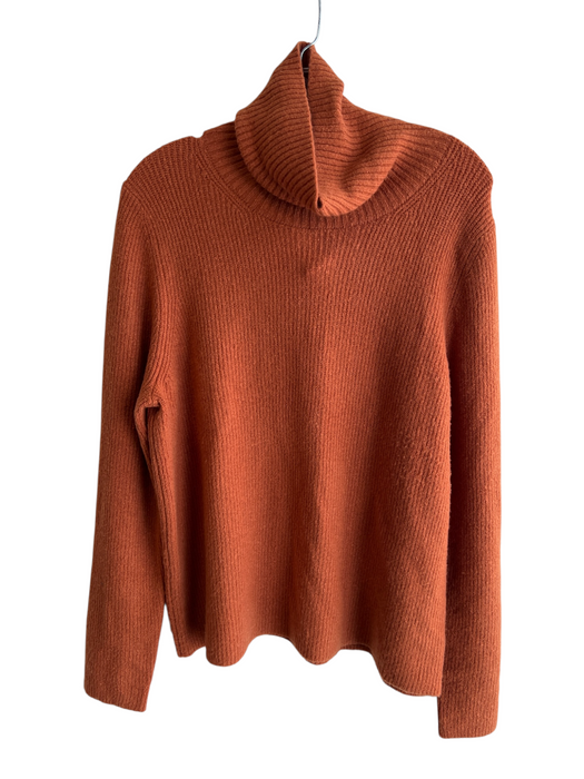 Caslon Size Large Rust Polyester & Wool Ribbed Turtle Neck Long Sleeve Sweater Rust / Large