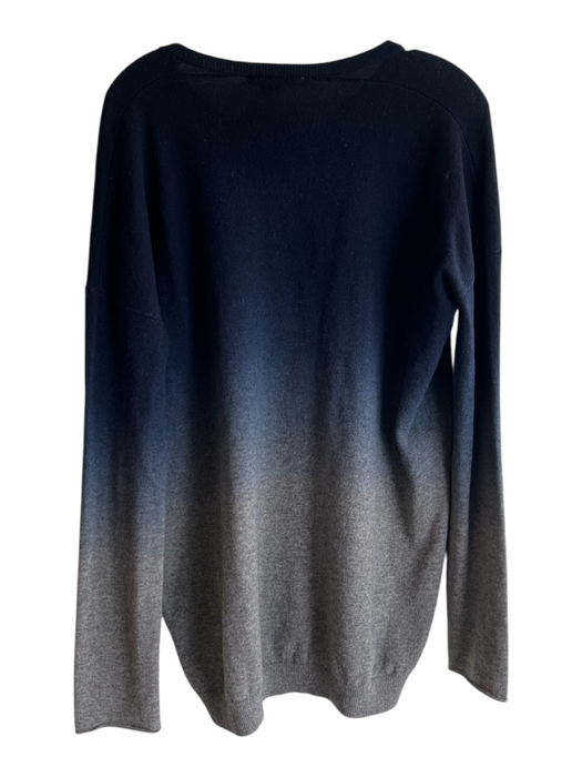 Vince Size Large Black to Gray Wool & Cashmere Long Sleeve Crew Neck Ombre Top Black to Gray / Large