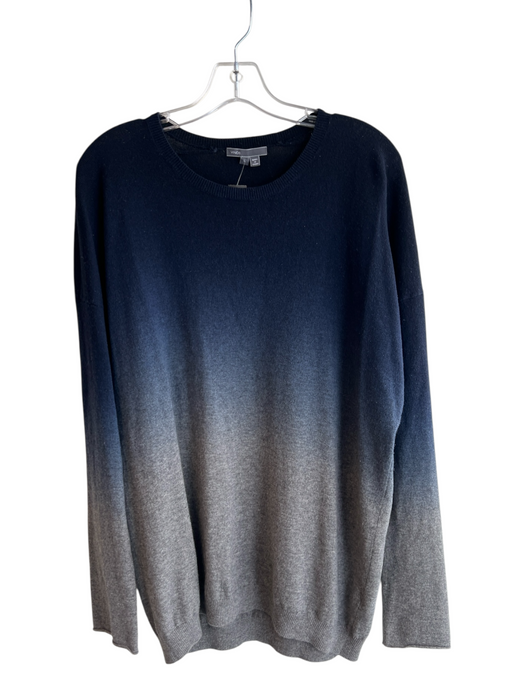Vince Size Large Black to Gray Wool & Cashmere Long Sleeve Crew Neck Ombre Top Black to Gray / Large