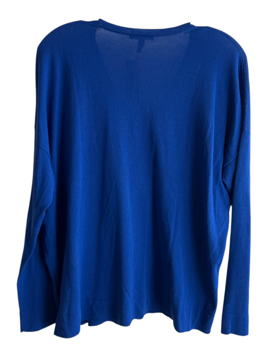 Eileen Fisher Size Medium Royal Blue Tencel Blend Long Sleeve V Neck Top Royal Blue / Medium