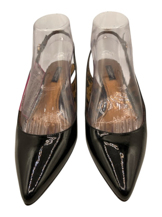 Dolce & Gabbana Shoe Size 37.5 Black Patent Leather Pointed Toe Slingbacks Pumps Black / 37.5