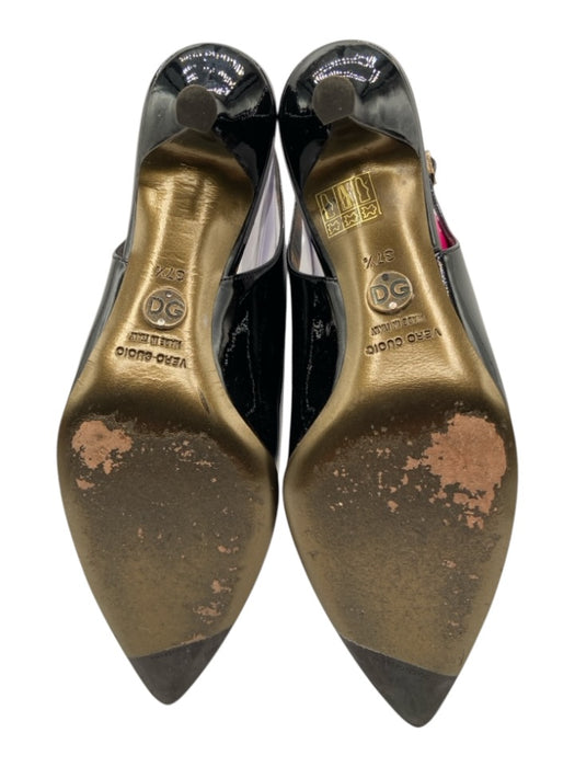 Dolce & Gabbana Shoe Size 37.5 Black Patent Leather Pointed Toe Slingbacks Pumps Black / 37.5