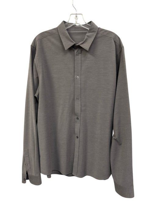 Vuori Size XL Gray Polyester Solid Button Down Men's Long Sleeve Shirt Gray / XL