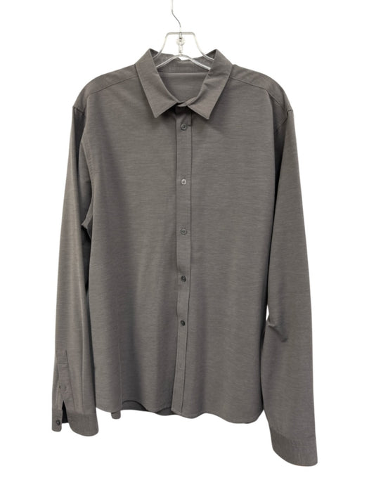 Vuori Size XL Gray Polyester Solid Button Down Men's Long Sleeve Shirt Gray / XL