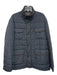 Saks Fifth Ave Size XL Navy Blue & Brown Polyester Quilted Zipper Men's Jacket Navy Blue & Brown / XL