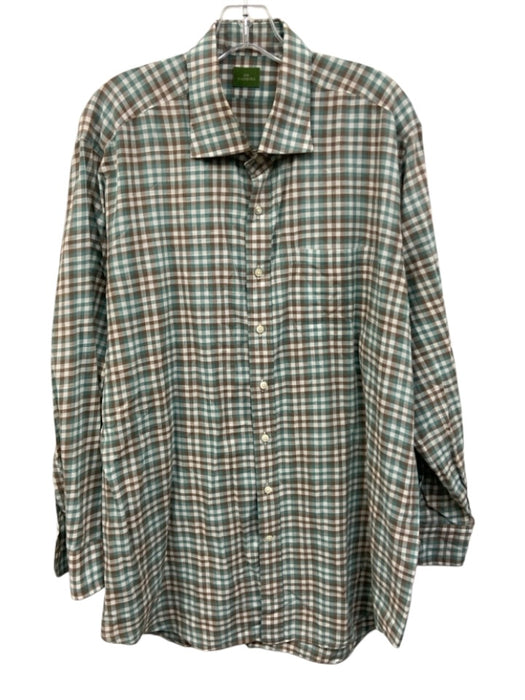 Sid Mashburn Size XL Green & Multi Cotton Plaid Button Down Long Sleeve Shirt Green & Multi / XL