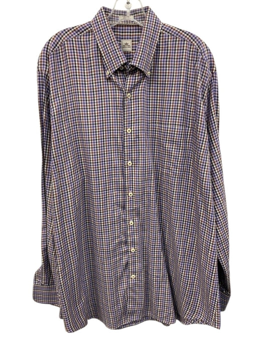 Peter Millar Size XL Purple & Multi Cotton Plaid Button Down Long Sleeve Shirt Purple & Multi / XL