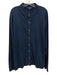 Peter Millar Size XL Navy Blue Cotton Solid Mandarin Collar Long Sleeve Shirt Navy Blue / XL