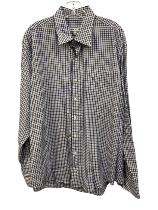 Peter Millar Size XL White & Multi Cotton Plaid Button Down Long Sleeve Shirt White & Multi / XL