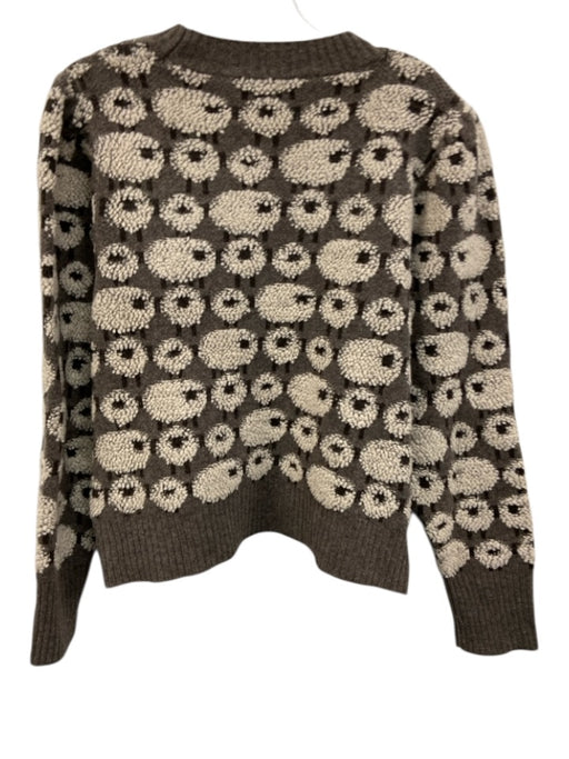 Sea New York Size M Taupe Gray & Cream White Extrafine Merino Wool Sheep Sweater Taupe Gray & Cream White / M