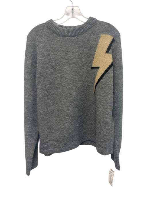 THML Size XS Gray, Beige & Black Acrylic Blend Knit Lightning Bolt Sweater Gray, Beige & Black / XS
