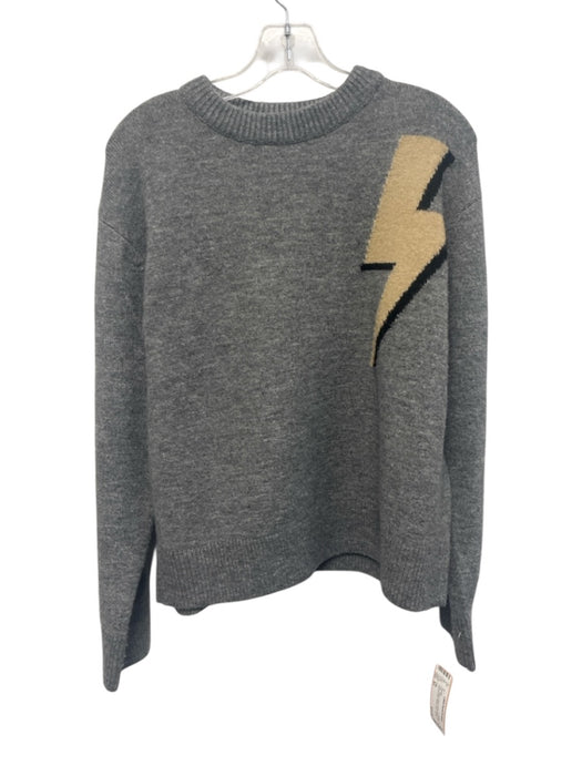 THML Size XS Gray, Beige & Black Acrylic Blend Knit Lightning Bolt Sweater Gray, Beige & Black / XS