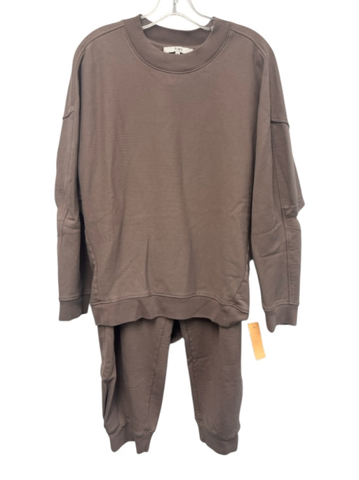 Tibi Size L/M Taupe Gray Cotton Elastic Waistband Elbow Cut outs Lounge Pant Set Taupe Gray / L/M