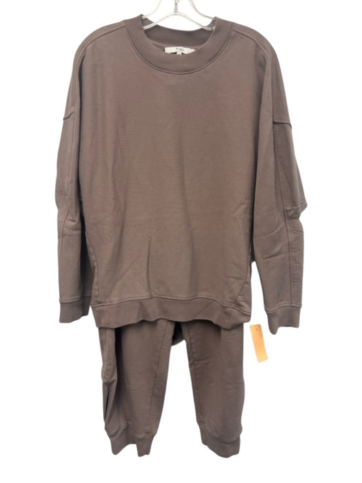 Tibi Size L/M Taupe Gray Cotton Elastic Waistband Elbow Cut outs Lounge Pant Set Taupe Gray / L/M