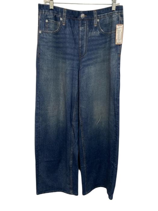 Rag & Bone Size L Medium Wash Cotton Elastic Waistband Denim Print Pants Medium Wash / L