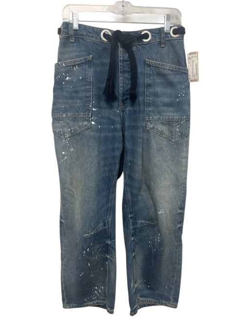 We The Free Size 29 Medium Wash Cotton Denim Paint Splatter Barrel Leg Jeans Medium Wash / 29