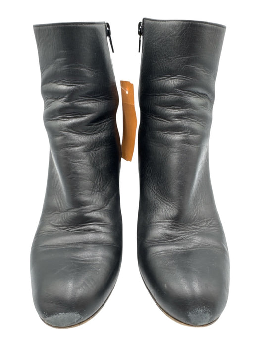 Maison Margiela Shoe Size 37.5 Black Leather Upper Side Zip Stacked Heel Boots Black / 37.5