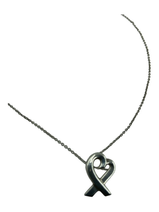 Tiffany & Co Silver 925 Sterling Silver Heart Ribbon Necklace Silver