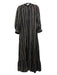 Antik Batik Size M/40 Black & Gold Viscose Vertical Stripes Half Button Dress Black & Gold / M/40