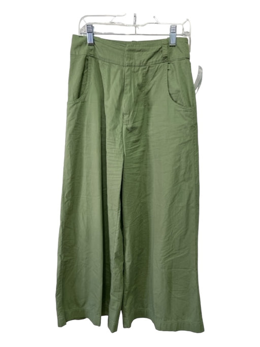 Free People Size 0 Army Green Cotton Belt Loops Cropped Wide Leg Pants Army Green / 0