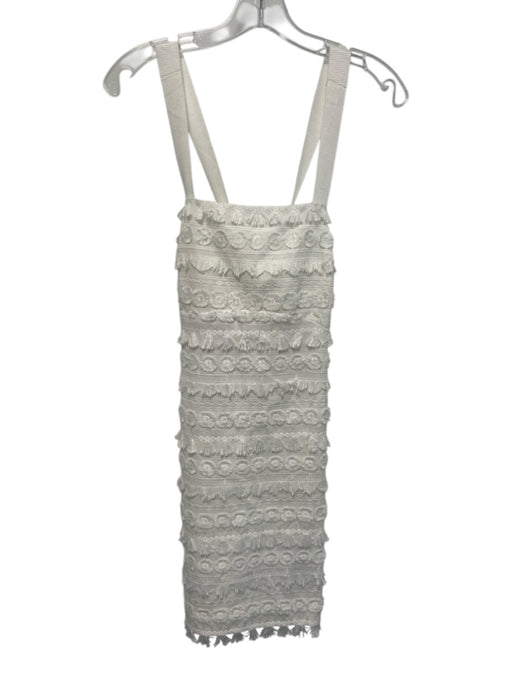 Ted Baker Size 1 White Polyester & Cotton Sleeveless Fringe Applique Dress White / 1