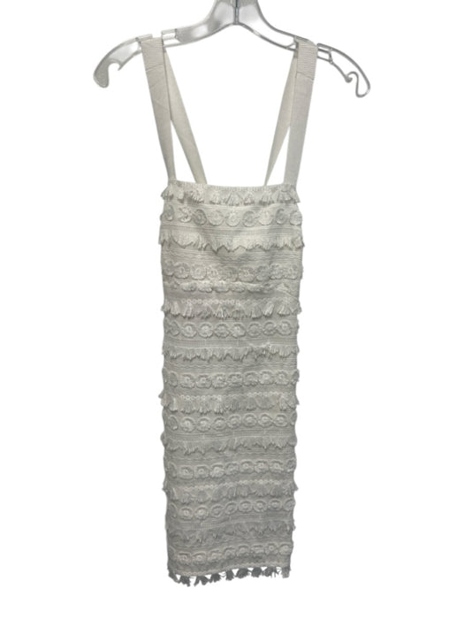 Ted Baker Size 1 White Polyester & Cotton Sleeveless Fringe Applique Dress White / 1