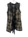Gracia Size S Black, Beige & Brown Polyester Knit Houndstooth Tie Front Vest Black, Beige & Brown / S