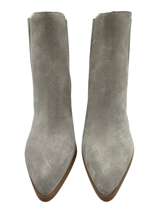 Marc Fisher Shoe Size 8 Gray Leather Upper Suede Elastic Sides Ankle Boots Gray / 8