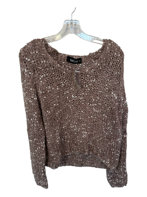 Fabrik Size M Taupe Polyester Blend Confetti Cropped V Neck Sweater Taupe / M