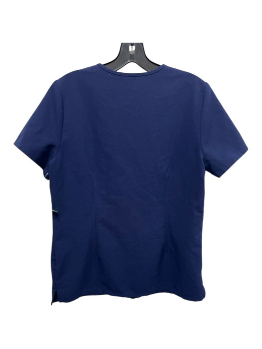 Figs Size S Navy Blue Polyester Blend Short Sleeve V Neck Scrubs Pockets Top Navy Blue / S