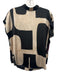 MNG Size S Black & Cream Polyester Satin Abstract Mock Neck Cap Sleeve Top Black & Cream / S