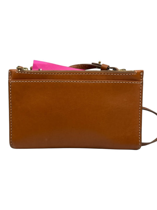 Fossil Cognac Brown Leather double zip Crossbody Bag Cognac Brown / S
